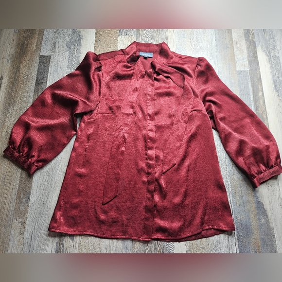 ModCloth Blouse Small Burgundy - Picture 2 of 12
